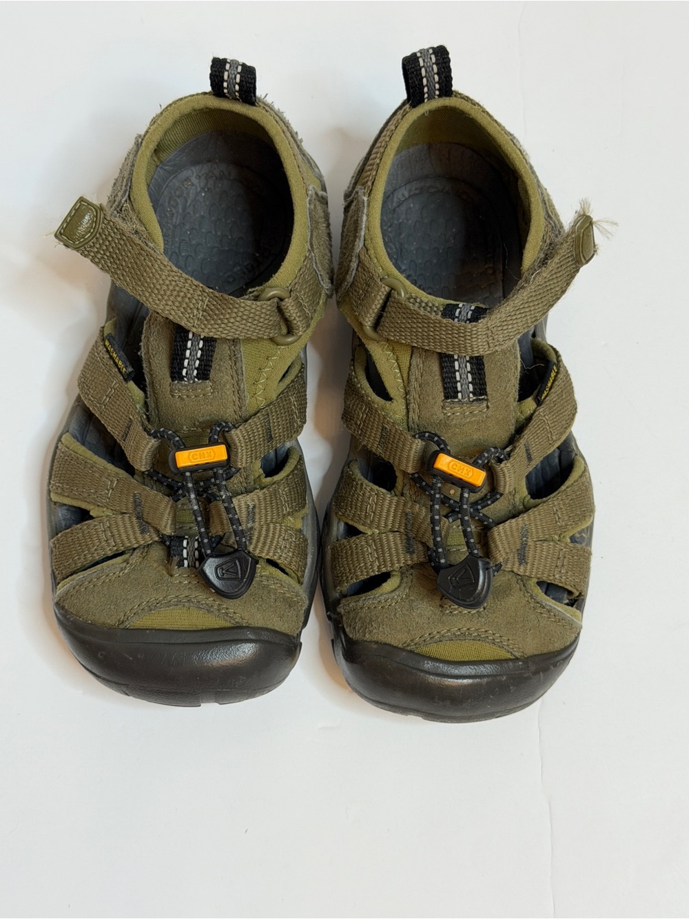 Kids Olive Green Outdoor Sandals - Sporty Closed-Toe Design hiking, water shoes